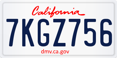 CA license plate 7KGZ756