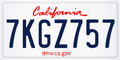 CA license plate 7KGZ757