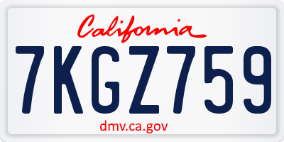 CA license plate 7KGZ759