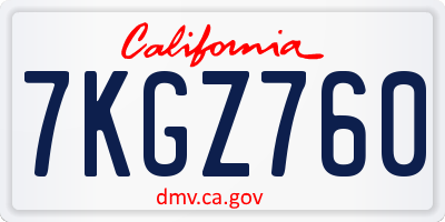 CA license plate 7KGZ760