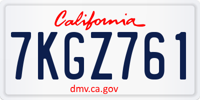 CA license plate 7KGZ761