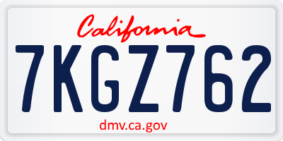CA license plate 7KGZ762