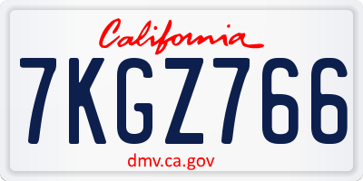 CA license plate 7KGZ766