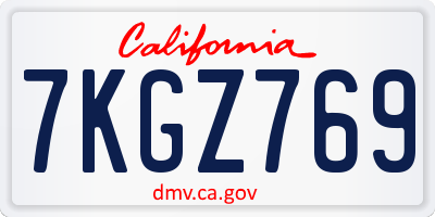 CA license plate 7KGZ769