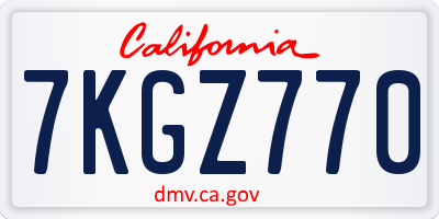 CA license plate 7KGZ770