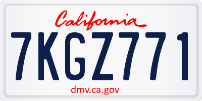 CA license plate 7KGZ771