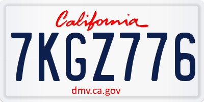 CA license plate 7KGZ776
