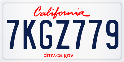 CA license plate 7KGZ779