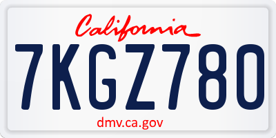 CA license plate 7KGZ780