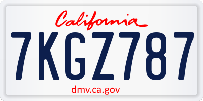 CA license plate 7KGZ787