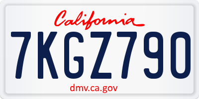 CA license plate 7KGZ790