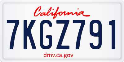 CA license plate 7KGZ791