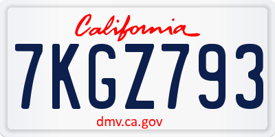 CA license plate 7KGZ793