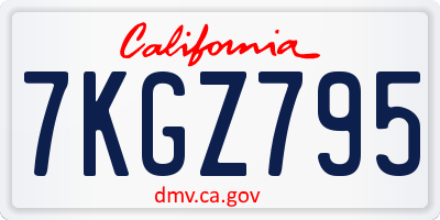 CA license plate 7KGZ795