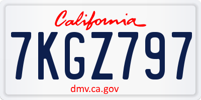 CA license plate 7KGZ797