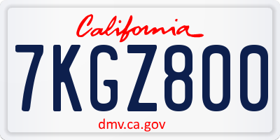 CA license plate 7KGZ800