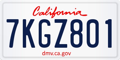 CA license plate 7KGZ801