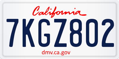 CA license plate 7KGZ802