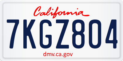 CA license plate 7KGZ804