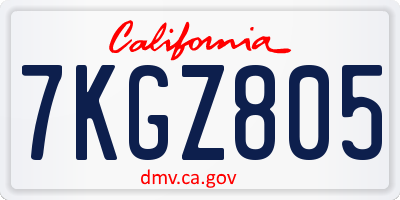 CA license plate 7KGZ805