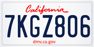 CA license plate 7KGZ806