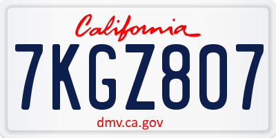 CA license plate 7KGZ807