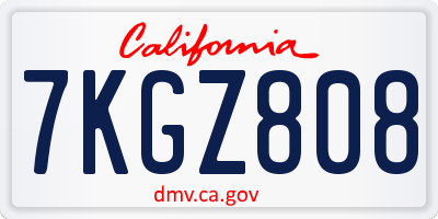 CA license plate 7KGZ808