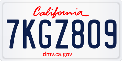 CA license plate 7KGZ809