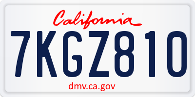 CA license plate 7KGZ810