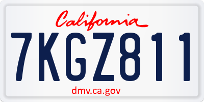 CA license plate 7KGZ811