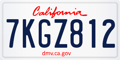 CA license plate 7KGZ812