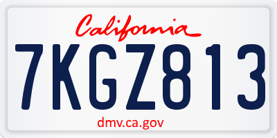CA license plate 7KGZ813