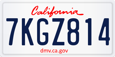 CA license plate 7KGZ814