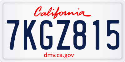 CA license plate 7KGZ815