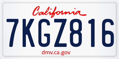 CA license plate 7KGZ816