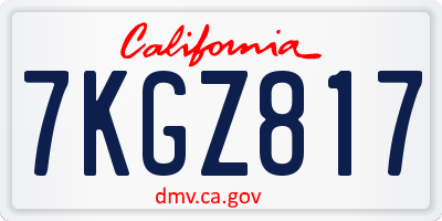 CA license plate 7KGZ817