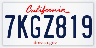 CA license plate 7KGZ819