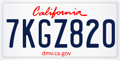 CA license plate 7KGZ820