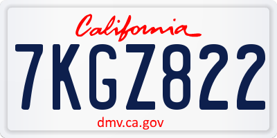 CA license plate 7KGZ822