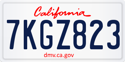 CA license plate 7KGZ823