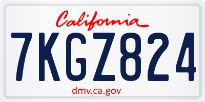 CA license plate 7KGZ824