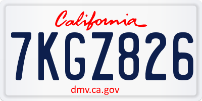 CA license plate 7KGZ826