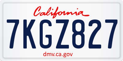 CA license plate 7KGZ827