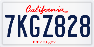 CA license plate 7KGZ828