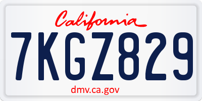 CA license plate 7KGZ829