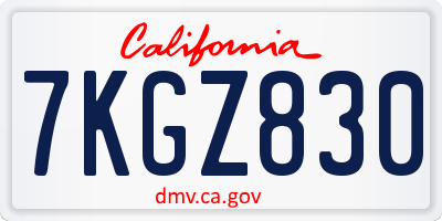 CA license plate 7KGZ830
