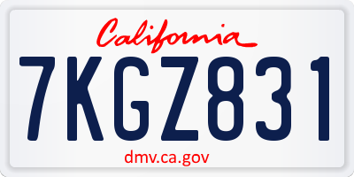 CA license plate 7KGZ831