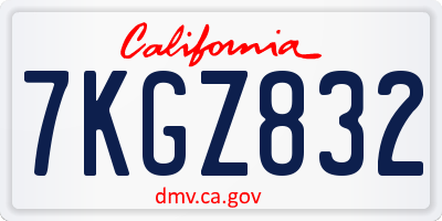 CA license plate 7KGZ832