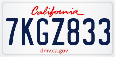 CA license plate 7KGZ833