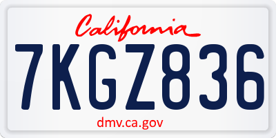 CA license plate 7KGZ836